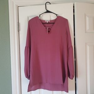 Maurices Xsmall Mauve Tunic Blouse Vneck Long Sleeve NEW